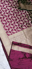 Maroon Banaras Katan Jaal Saree