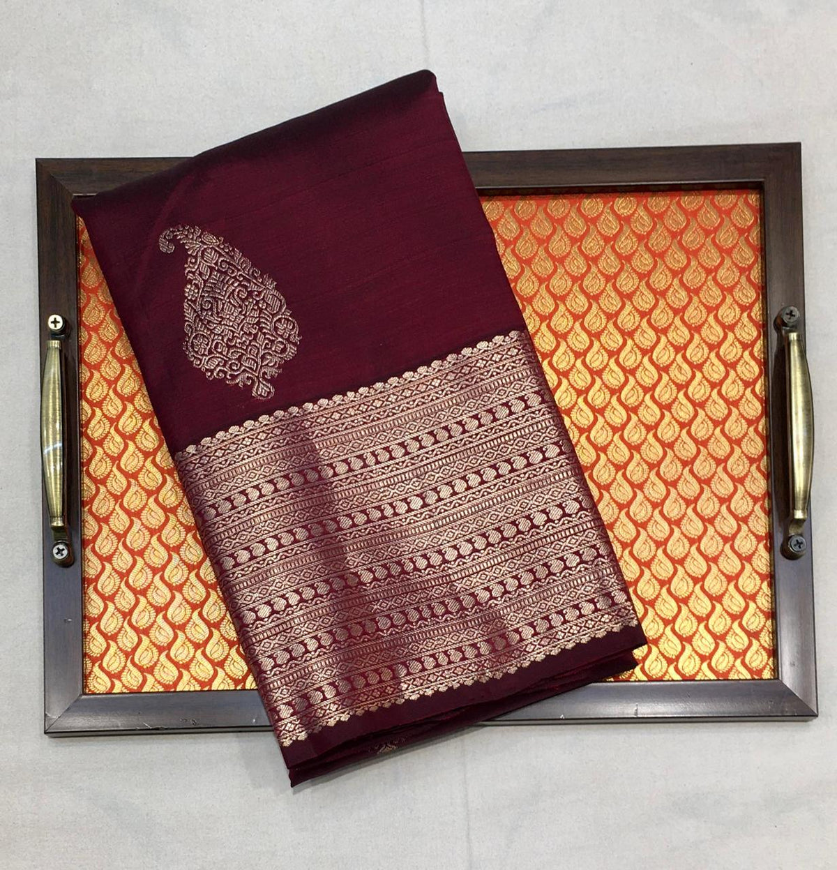 Maroon Kanjivaram Silk Saree With Gold Zari Pallu