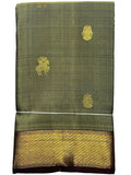 Moss Green Kanjivaram Saree with Gold and  Maroon Border - MIRASILKS Moss Green Kanjivaram Saree with Gold and  Maroon Border 
