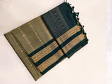 Moss Green Retta Pettu Soft Silk Saree with Dark Green Pallu