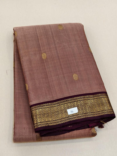 Mauve Pink Kanjivaram Saree with Dark Brown Border