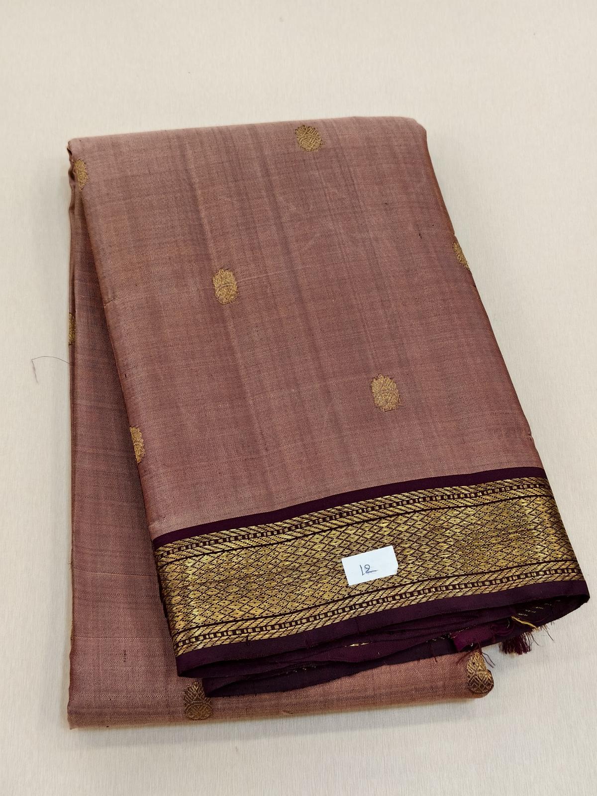 Mauve Pink Kanjivaram Saree with Dark Brown Border