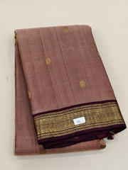 Mauve Pink Kanjivaram Saree with Dark Brown Border