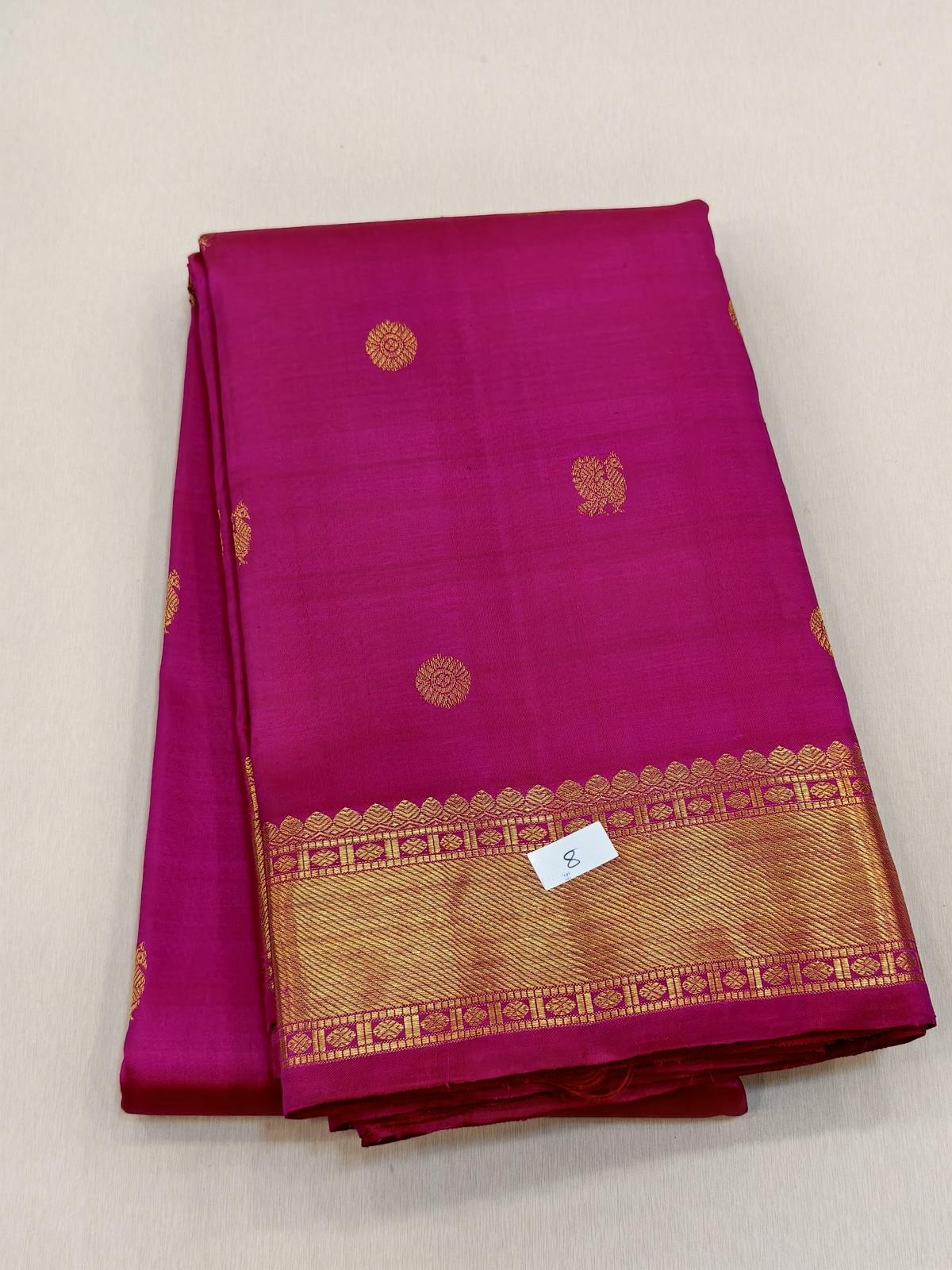 Blush Pink Kanjivaram Saree with Golden Zari Border