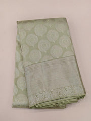 Pistachio Green Kanjivaram Saree with Silver Zari Border