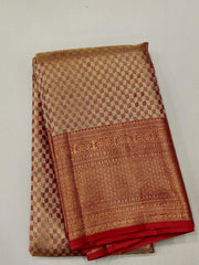 All Over Golden Zari Kanjivaram Bridal Saree with Red Golden Zari Border