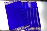 Royal  Blue Mysore Pure Silk Saree With Gold Zari Border