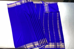Royal  Blue Mysore Pure Silk Saree With Gold Zari Border