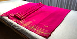 Dark Rose Pink Mysore Pure Silk Saree With Gold Zari Border