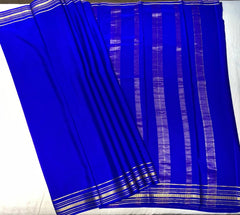 Royal Blue Mysore Pure Silk Saree With Gold Zari Border