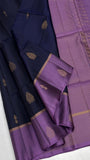 Dark blue Soft Silk Saree with light purple pallu