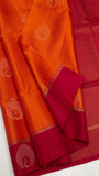 Bright Orange Soft Silk Saree with pink pallu