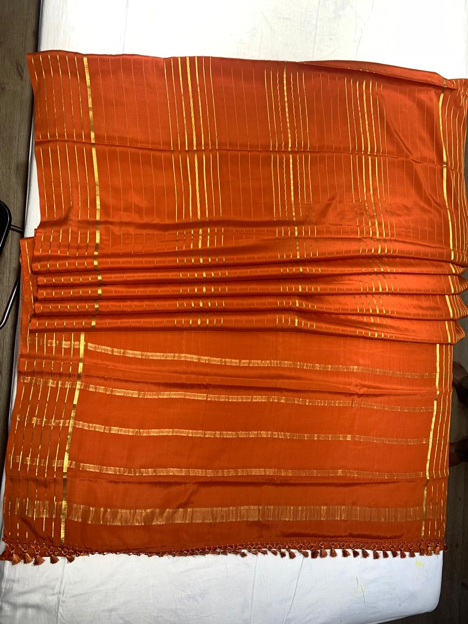 Pure Mysore Orange color Saree  - Silk Mark Certified