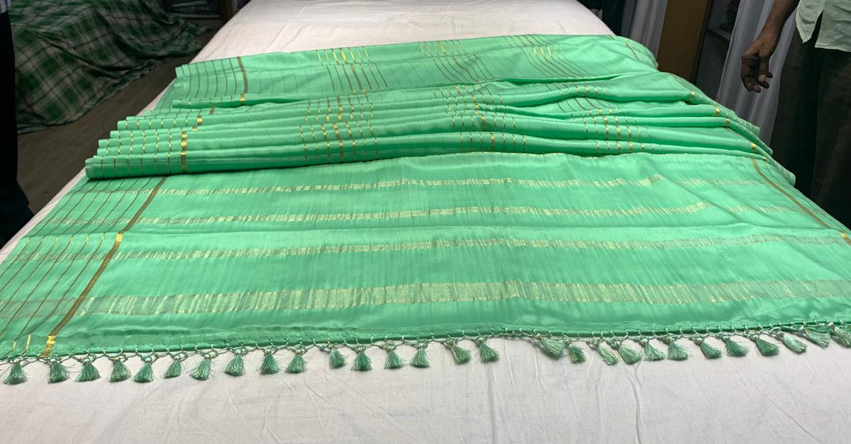 Pure Mysore Mint Green  color Saree  - Silk Mark Certified
