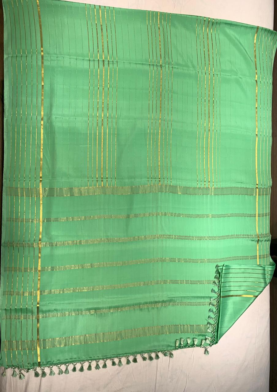 Pure Mysore Mint Green  color Saree  - Silk Mark Certified