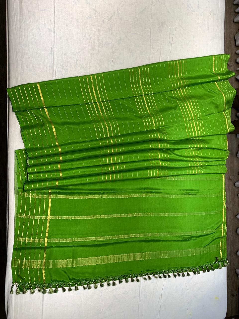 Pure Mysore Parrot Green color Saree  - Silk Mark Certified