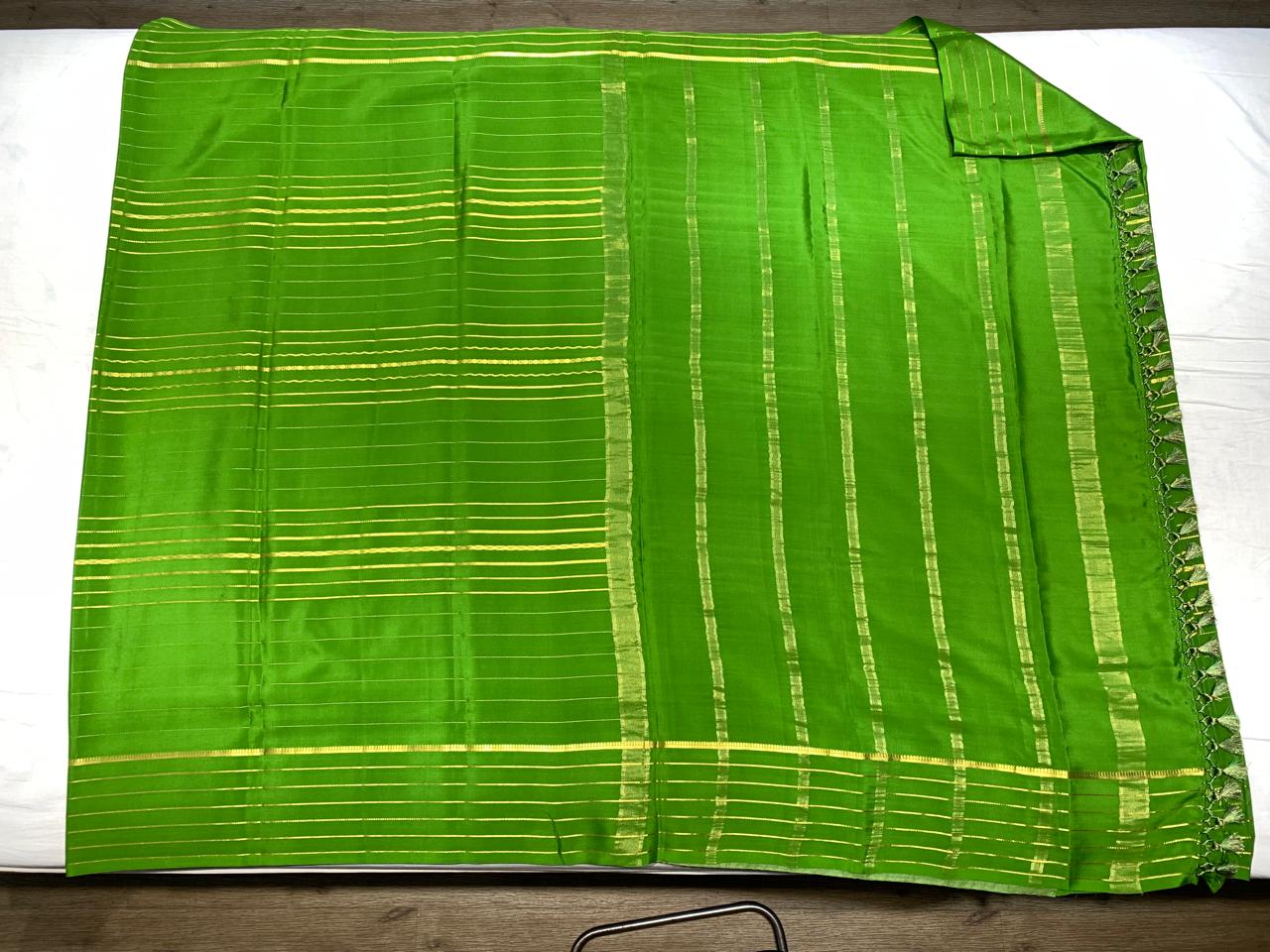 Pure Mysore Parrot Green color Saree  - Silk Mark Certified