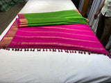 Pure Mysore Parrot Green color Saree With Dark Pink border - Silk Mark Certified