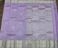 Pale Lavender Kanjivaram Saree with Silver Zari Border