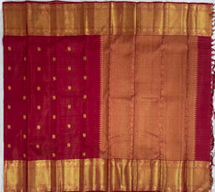 Paprika Red Kanjivaram Saree with Peacock Motif Gold Pallu