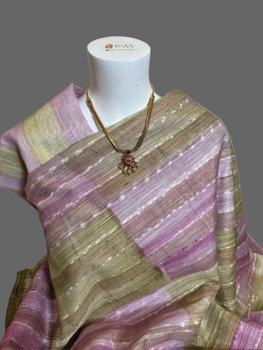 Pastel Purple Bengal Ghicha Silk Saree with Sandstone Border