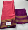 Peach Color Mysore Silk Saree With purple Border