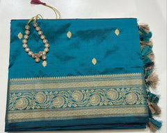 Peacock Blue Banaras Katan Saree