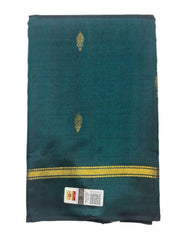 Peacock Green Kanjivaram Saree with Cherry Red Pallu