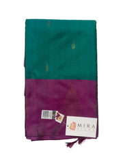 Peacock Green Kanjivaram Saree with Magenta Pallu