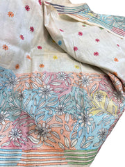 Pearl White Tussar Silk Saree with Floral Design