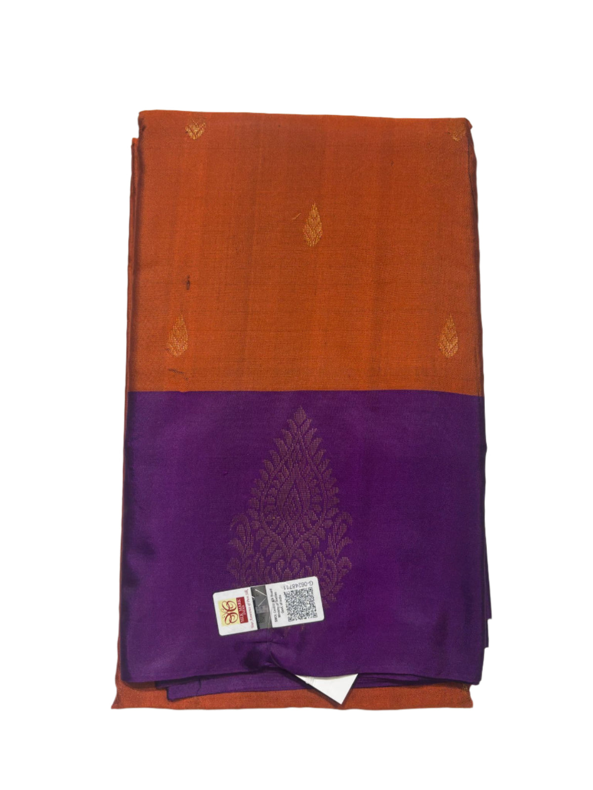 Peru Brown Kanjivaram Saree with Violet Pallu