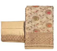 Beige Floral Banaras Chiniya Silk saree