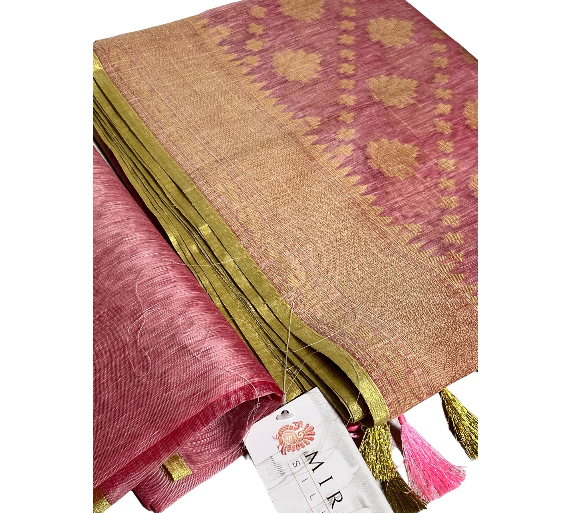 Baby pink banaras tissue kora saree