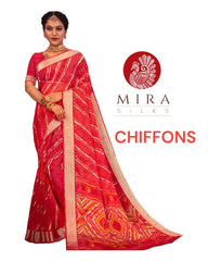 crimson red Chiffon saree