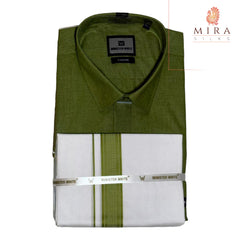 Crocodile Green men's shirt and dhoti set