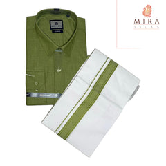 Crocodile Green men's shirt and dhoti set