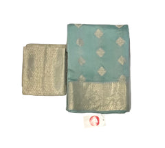 Cyan Blue Banaras Chiniya silk saree