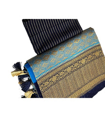 Blue semi tussar banaras sari