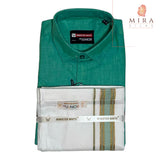 Jungle green junior shirt and dhoti set - MIRASILKS Jungle green junior shirt and dhoti set 