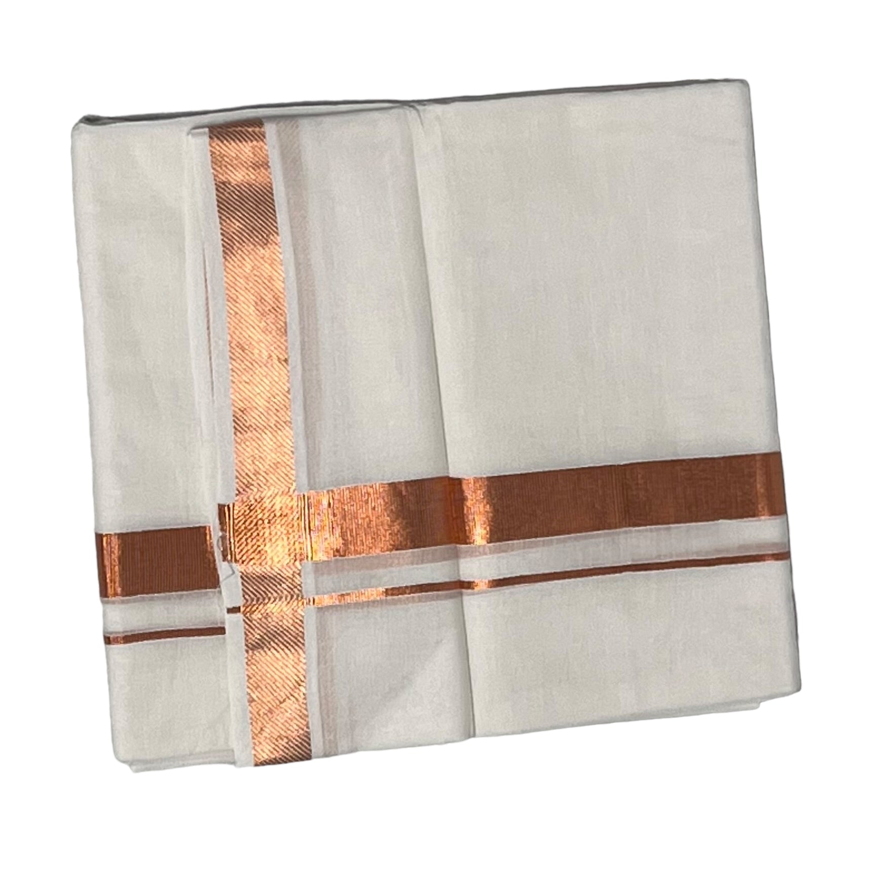 mens off white dhoti with copper broder