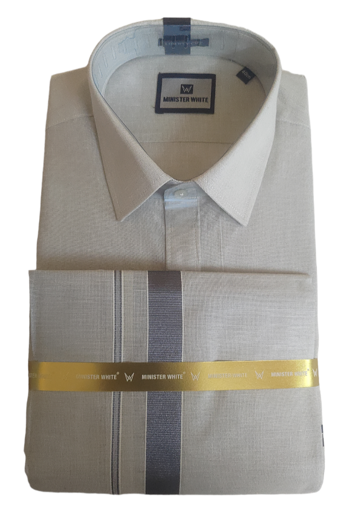 Men's Grey Tissue Dhoti and Shirt Set