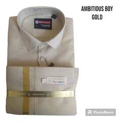 Mr.Junior Gold tissue Dhoti and Shirt Set(H/S)