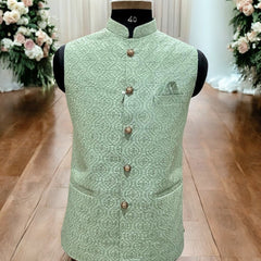 Indian Ethnic Men's Sage Green Jacket