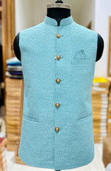 Indian Ethnic Men's Light Blue Jacket