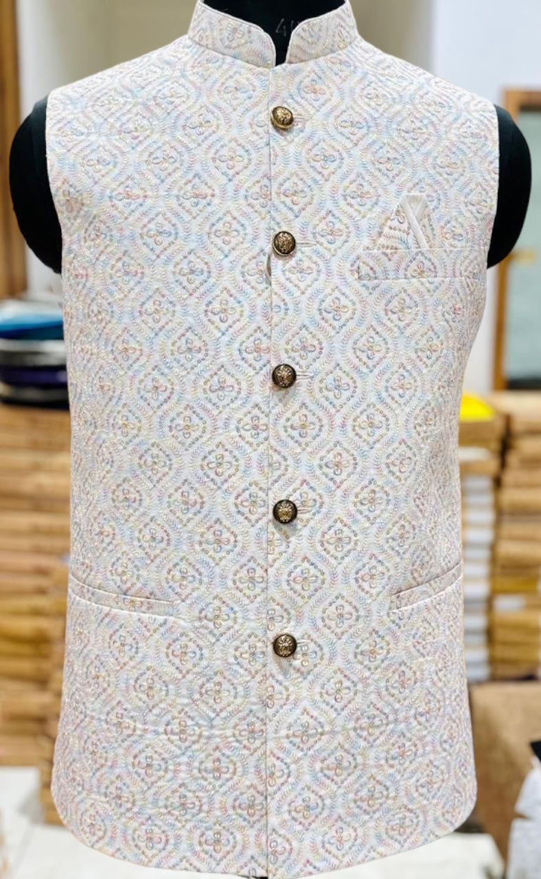 Indian Ethnic Men's White Jacket