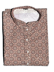 Lucknowi Mens Kurta -Dark brown patterns