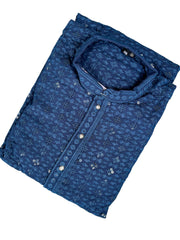 Lucknowi Chikankari kurta-blue