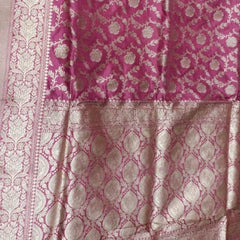 Salmon Pink Banaras Katan Jaal Saree