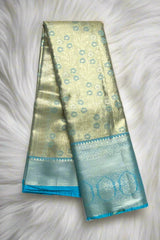 Pistachio Green Art Silk Saree With French Blue Border