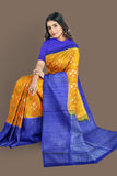 Pumpkin orange with royal blue brocade patola soft silk saree - MIRASILKS Pumpkin orange with royal blue brocade patola soft silk saree 